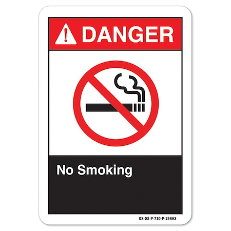 ANSI Danger Sign, No Smoking, 14in X 10in Aluminum